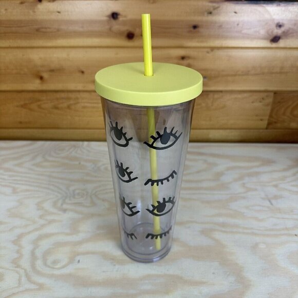 2017 Starbucks 24 Oz. Acrylic Venti Cold Cup Tumbler Clear Eyes Winking *READ* - Picture 1 of 4